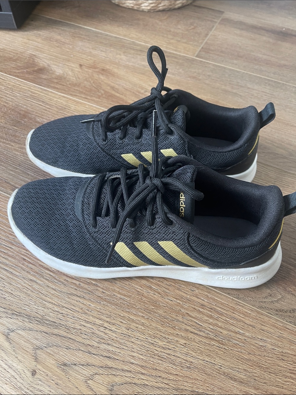 adidas Black Athletic Sneakers with Gold Stripes